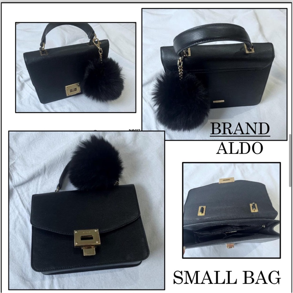 Aldo Black Mini Bag with Fluffy Charm